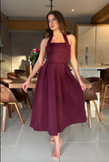 Briar Halter Neck Pleated Skirt Midi Dress