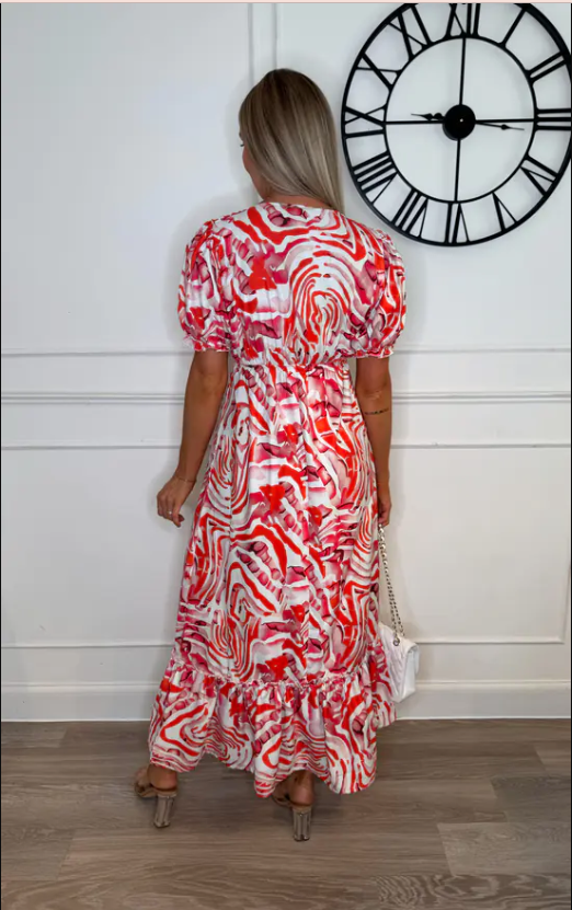 Camila Keyhole Bottom Frill Maxi Dress