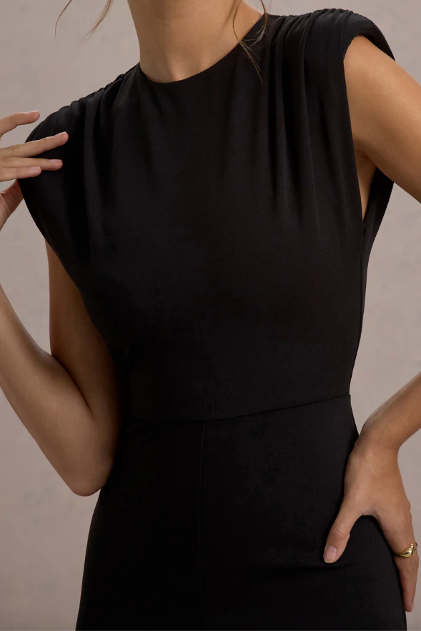 Elyna Black High Neck Flared Leg Jumpsuit